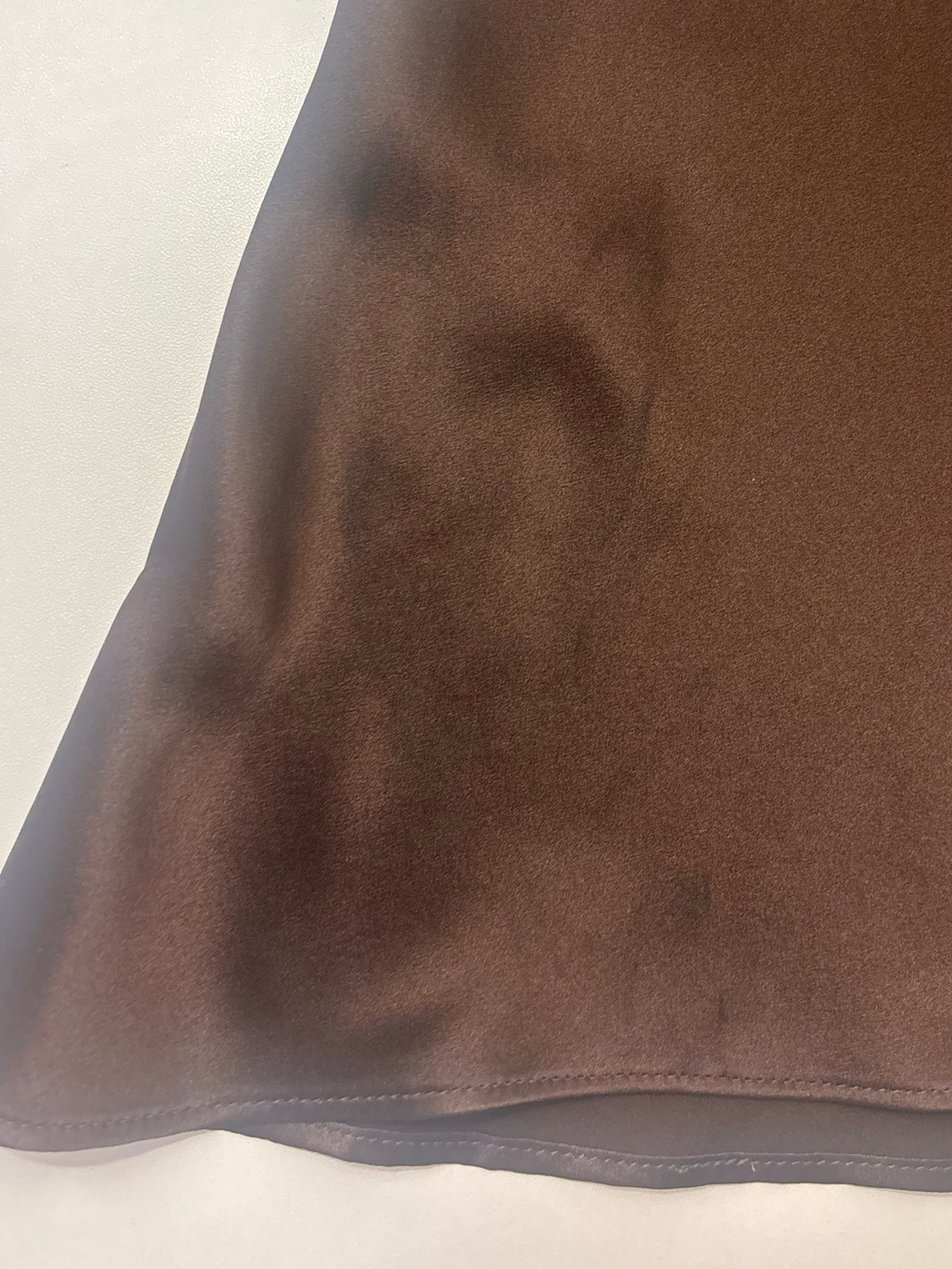 Quince 100% Mulberry Silk Bias Cut Slip Skirt Chocolate Brown L Satin A-Line - Picture 11 of 11